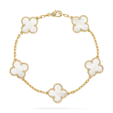 Clover bracelet white and gold